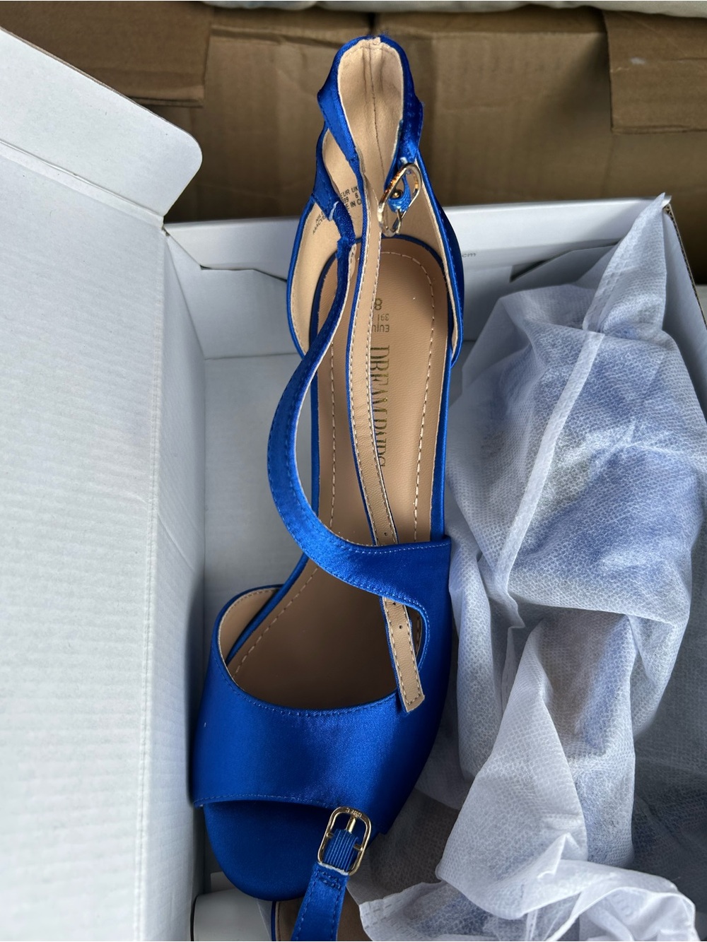 Dream Pairs Royal Blue Satin Strappy Heel